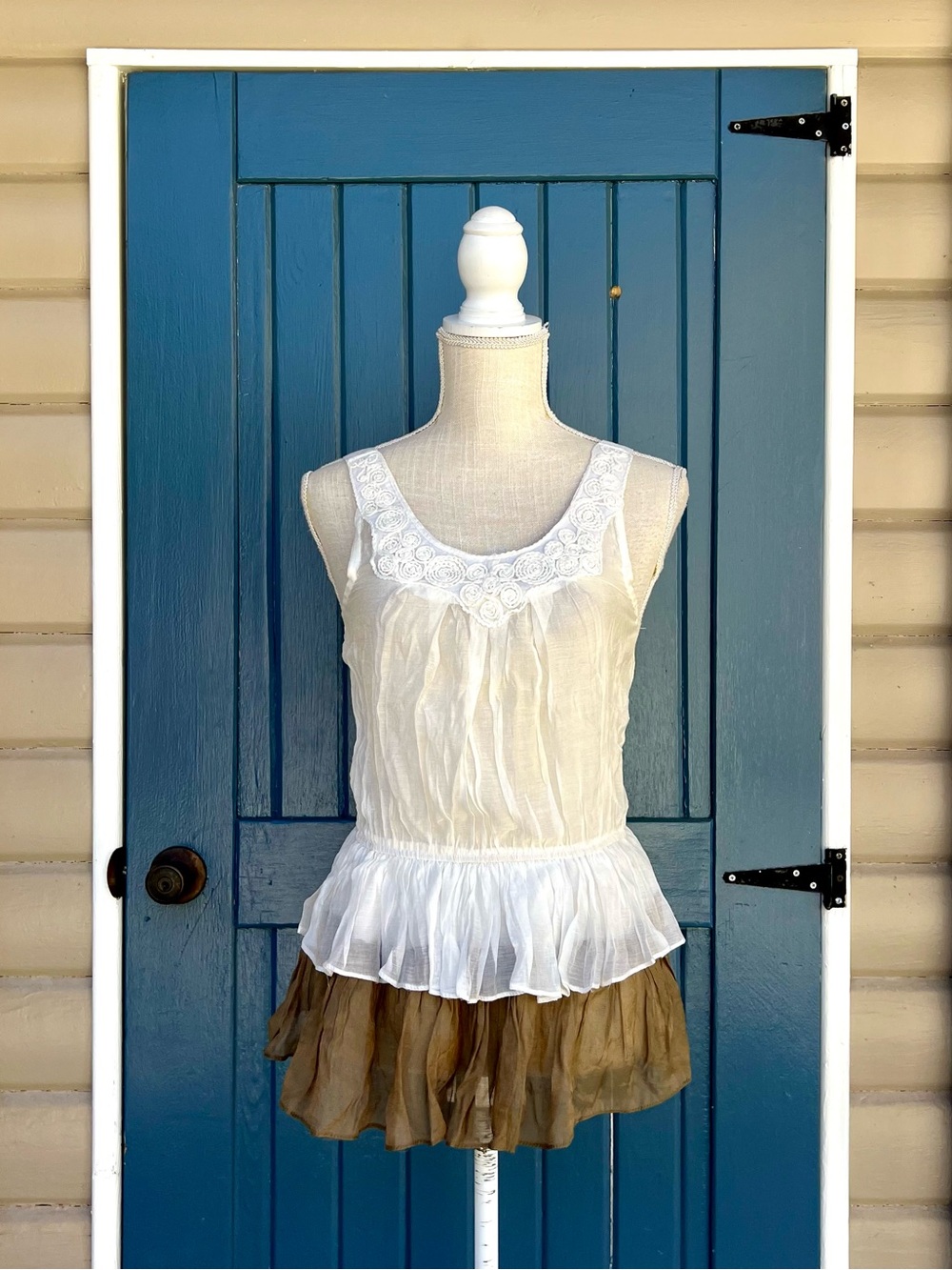 Vintage Y2K Paradise NY Fairy Grunge Babydoll Top Lace Peplum Camisole S